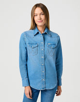 Damska Koszula Jeansowa Wrangler Western Shirt Soft Earth 112362327
